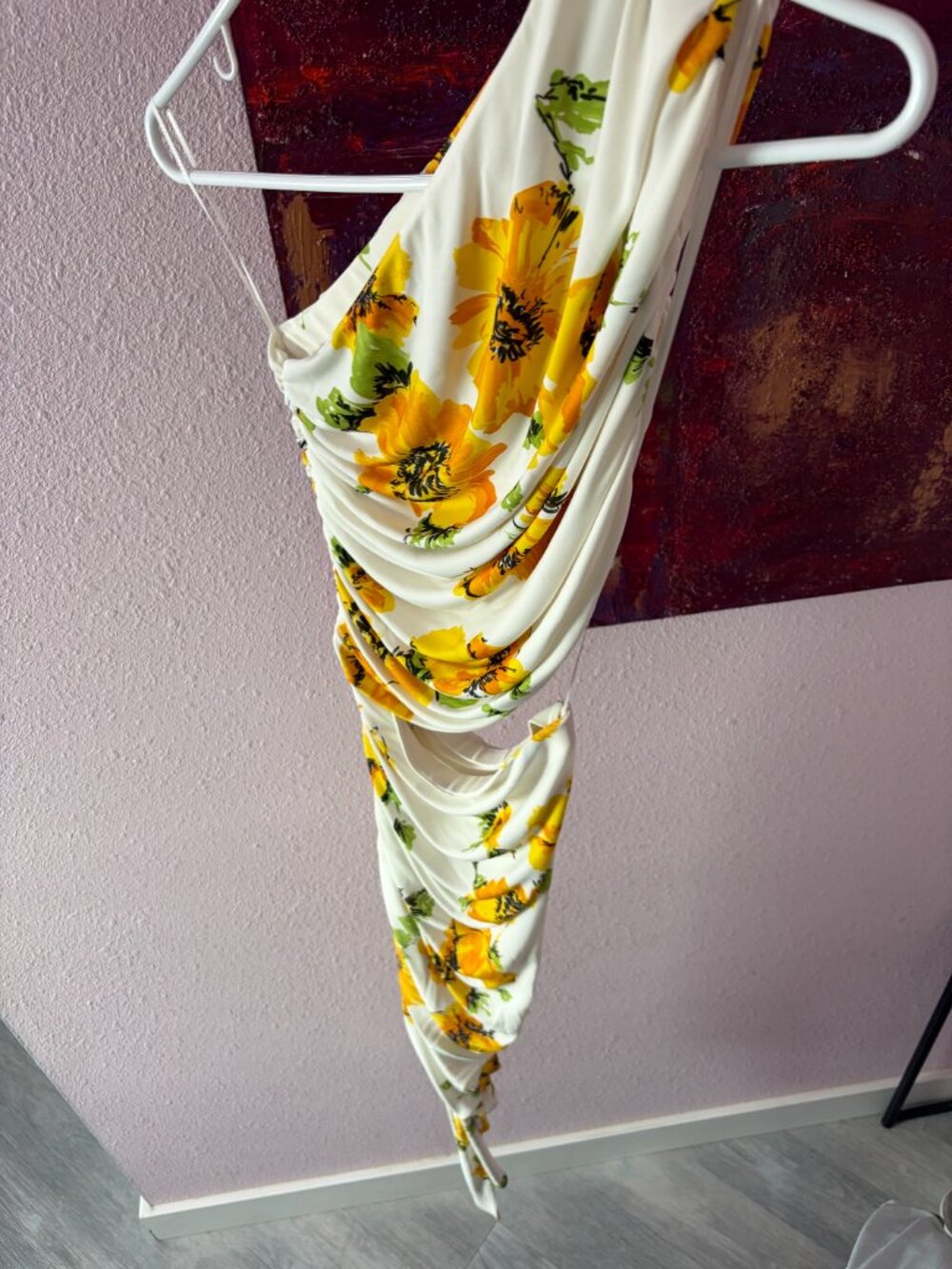 ALAÏA WHITE/YELLOW PRINTED CUTOUT DRESS - Picture 3 of 9